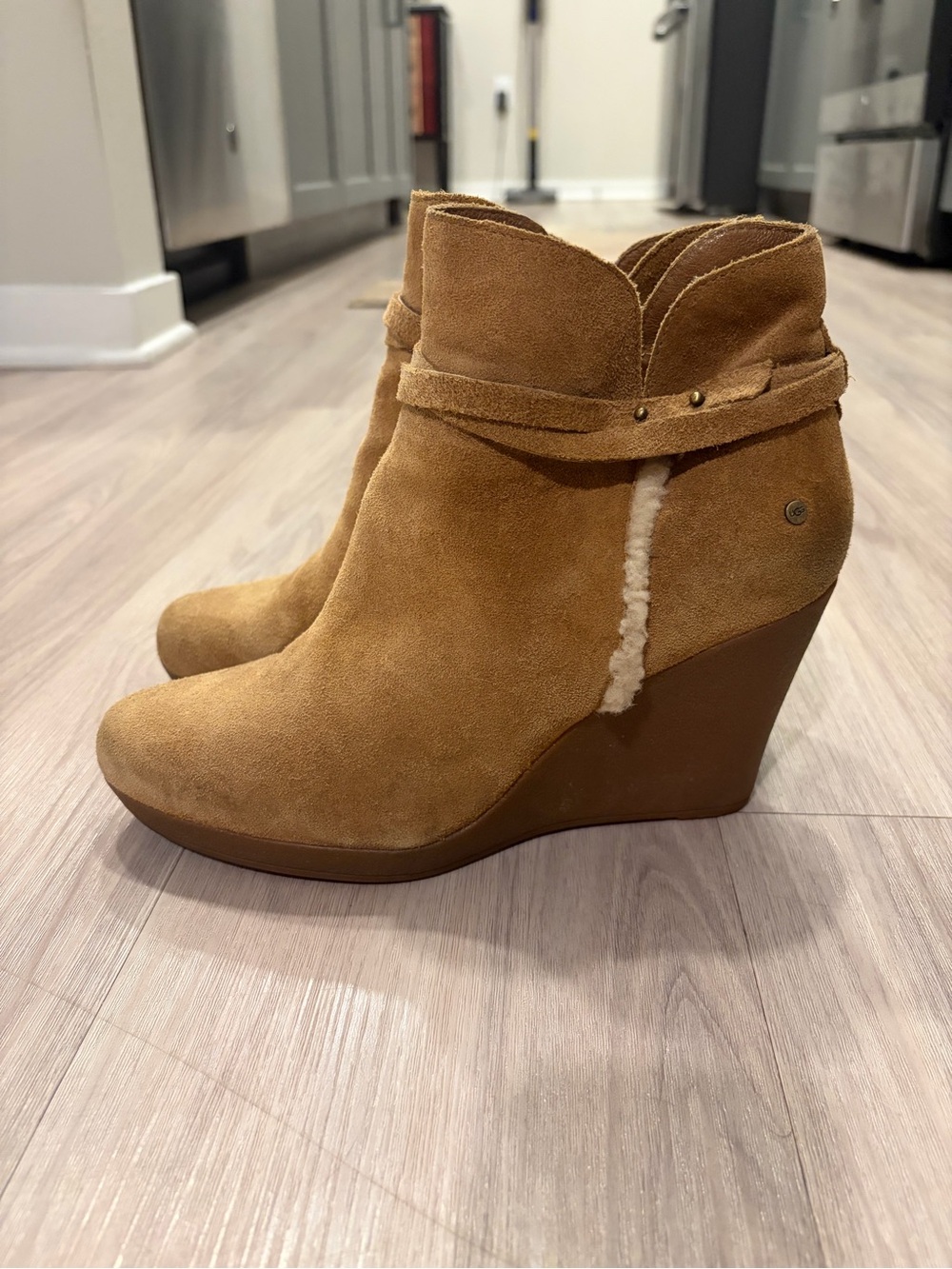 UGG Chestnut Suede Wedge Ankle Boot